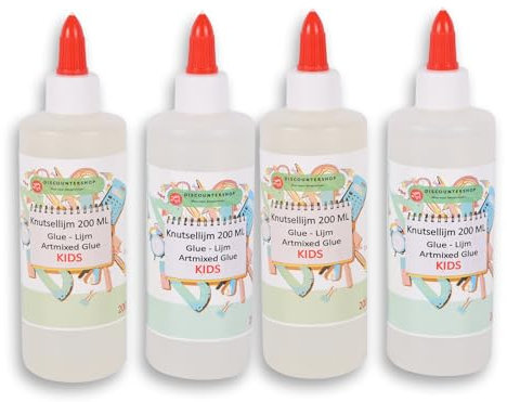 Transparenter Schulkleber 4er Set | 200ml Pro Flasche für Kinder und Erwachsene | Ideal für Basteln und Hobbys