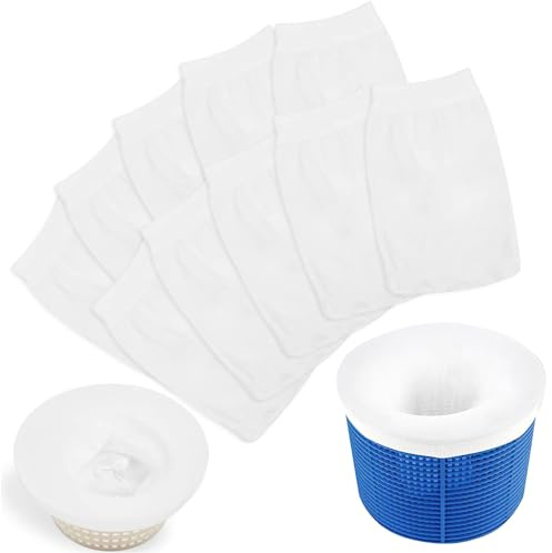Pool Skimmer Socken, Filter Skimmer Pool, 10PCS Skimmer Filter Netz, Pool Filter Netz, Schwimmbad Skimmer Socken, Wiederverwendbar Skimmerkorb Netz für Entfernt Gras Blätter Pollen Öl Insekten Haare