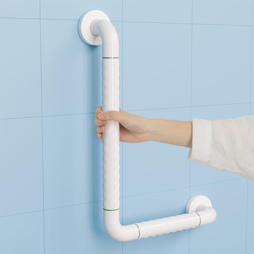 KULACO Maniglie per anziani, in acciaio inox, per vasca da bagno, antiscivolo, 30 x 45 cm, impugnatura di sicurezza a L, maniglia di sicurezza antiscivolo con fluorescenza