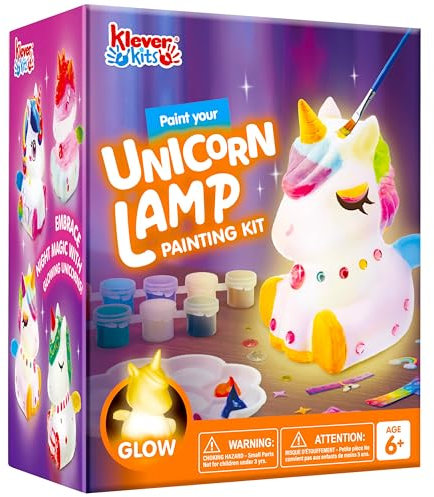 Klever Kits Paint Your Own Unicorn Lamp Kit,Arts and Crafts for Kids Ages 6 7 8 9 10 11 12,DIY Night Light Painting Kit,Girls Crafts Kit,Unicorn Toys Age 6+,Activities Art Supplies,Birthday Gifts