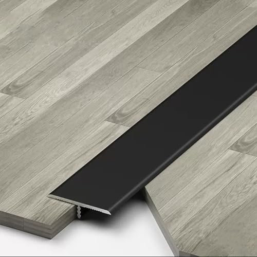 3Pcs Aluminum T Molding Floor Transition Strip 2.9ft Long, Floor Door Divider Strip Flooring Edge Trim Floor Cover Strips for Tile, Wood, Laminate Joins Gap(Matte Black,2cm x 270cm (3 * 90cm))