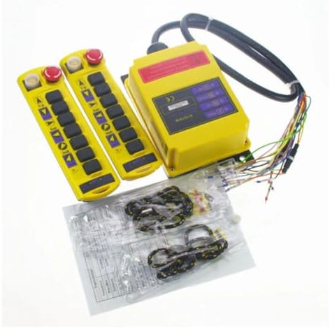 AZOOB 2 Speed 2 Transmitters Control Hoist Crane Radio Remote Control Push Button Switch System Controller with E-Stop ERTEYIN(AC110V)