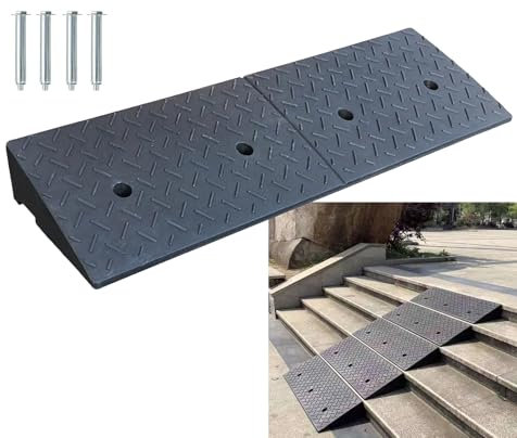 Hoiweqr Rampe De Seuil Hauteur 4-14 Cm Rampe Trottoir Caoutchouc Et Plastique, Rampe Accès Fauteuil Roulant Largeur 100 Cm, Cale D'accès pour Voiture, Moto, Fauteuil Roulant, Marche(100x30x12cm)