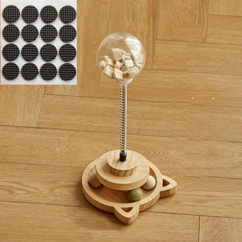 yeemeen KatzenSpielzeug mit Futterball Snackball aus Holz, Kitten Spielzeug Interaktiven, Katzen Spielzeug Roller Tracks, Katzenspielzeug aus Holz Roller für Kleine Bis Mittelgroße Katzen