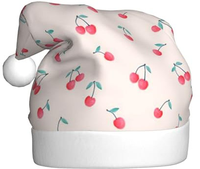 JUEXDEME Schöne süße Weihnachtsmütze mit roter Kirsche für Erwachsene, Feiertage, festliche Partys, Unisex, saisonale lustige Kopfbedeckung, das ultimative Winterwärme-Geschenk in leuchtendem Rot und