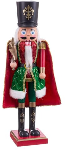 LOLAhome Soldado Cascanueces de Navidad con música y Movimiento Negro y Rojo de 52 cm