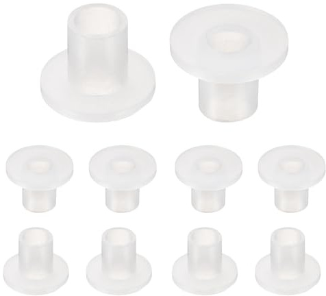 sourcing map 10pcs Flanged Sleeve Bearings Plastic Bushings ID 8mm x OD 10.5mm x Length 14.2mm Silicone Bushings, White