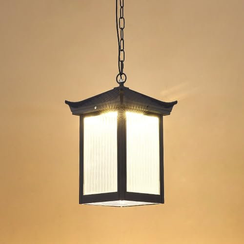 CHUNGYANG Suspension Minimaliste Extérieure, Lustre De Pavillon Chinois, Lampe Suspendue De Plafond De Couloir De Cour, Luminaire De Paysage De Porte De Villa, Lanterne À Suspension À Vis E27