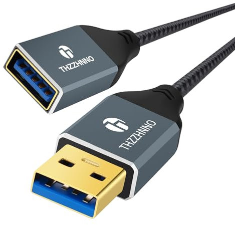 Thzzhnno Prolunga USB 3.0 da 0.5M, 5Gbps USB Maschio a Femmina per webcam, fotocamera, telefono, hub USB, mouse, tastiera, stampante, disco rigido, cuffie