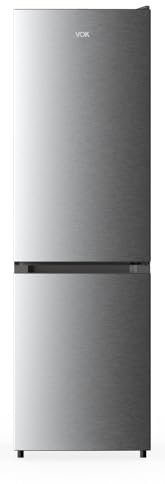 VOK Frigorífico Combi No Frost de 310 L, Refrigerador Silencioso de Bajo Consumo con Sistema Multi Air Flow, Nevera Libre Instalación, Inox