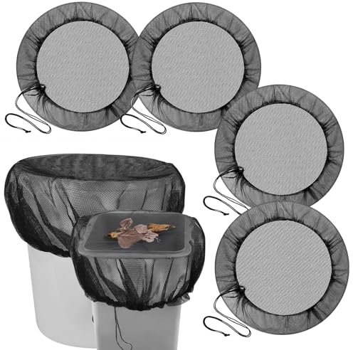Realjoy 4 Reti per Cisterna Antipioggia, Rete di Protezione per Acqua, 95 cm, Copertura per Barile di Pioggia con Cordino, Protezione Contro Zanzare e Foglie