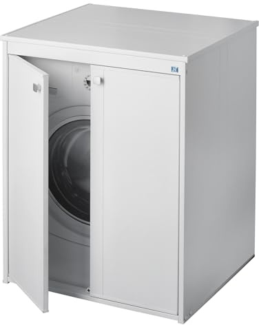 Coprilavatrice in Resina PVC, Resistente all'umidità, Kit di fissaggio a muro incluso, Interno e Esterno, L70 x P60 x H94 cm, Bianco