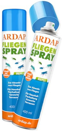 ARDAP Repell Fliegenspray 2 x 400ml - Bestes Mittel gegen Fliegen - Fliegenspray Wohnung- Insektenspray & Ungezieferspray - Schädlingsfrei - Wirkt schnell & effektiv (PT19)