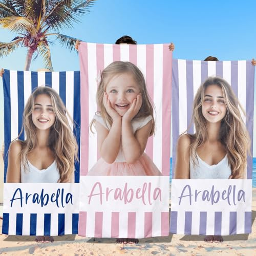 RXLLDOLY Toalla de Playa Personalizada con Foto y Nombre,Toalla Grande de Microfibra de Secado RáPido,Toallas Regalo Infantiles Original para Ducha,Playa,Baño,Piscina,Camping.