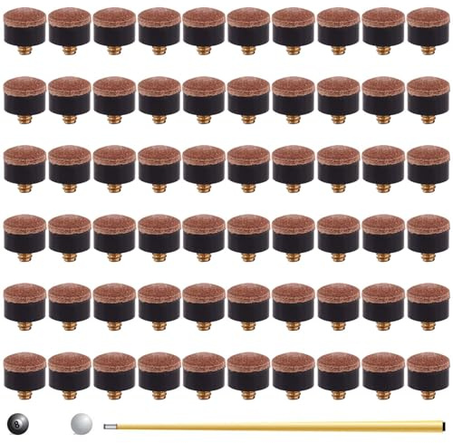 GAOUTO 60 Stück Billard Queue Spitzen, Schraubleder 12 mm, Schraub Queuespitzen mit M8 Kunststoff-Gewinde, Ersatz Queuespitzen, Billard Zubehoer für Billardqueues