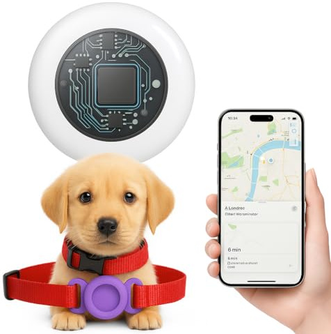 Localizador Mascotas - Try&GETFUNstore - Localizador GPS Perros sin Cuota | Rastreador en Tiempo Real con Find My | iOS | (Rojo, Mediano)