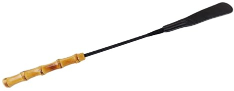 BDSMNOOK Black Horse Riding Whip, 21 Inch Handmade Riding Crop, Perfect for Training Shows and Costumes Equestrian Horse Whip, PU Barbed Head with Non-Slip Bamboo Joint Handle