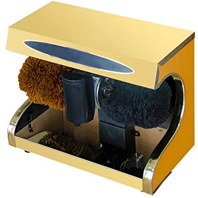 MYXJX cireuse à chaussures électrique, Ménage de nettoyage de chaussures complet à induction automatique, adapté aux lieux publics, pied de lit monobloc en acier inoxydable,(Gold)