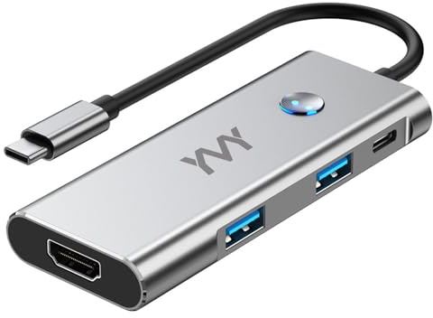 Hub USB C 6 en 1, adaptador multipuerto HDMI 4K60Hz con interruptor de apagado de pantalla, 10Gbps USB C/A 3.2, PD 100W para MacBook Air/Pro, iPad, HP, Dell, Surface Book (Apagar la pantalla con