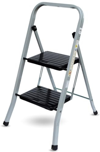 Trittleiter – klappbar – 2 oder 3 Stufen – Anti-Rutsch, Stahl, 150 kg Traglast, Klappbar (2 Stufen)