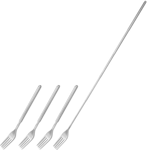 MBAIYO 4 Pcs Extendable Forks,Stainless Steel Fork Long Cutlery Retractable Cutlery Fork Extensions, for Dinner Pasta Dessert Salad Fruit Dessert 8 to 25.4 Long