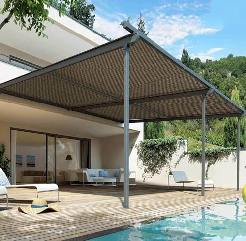 Vela ombreggiante da giardino con occhielli, per patio, multifunzionale, rettangolare, ombreggiante, rete, traspirante, per balconi / serre, dimensioni personalizzabili, marrone, 5 x 8 m