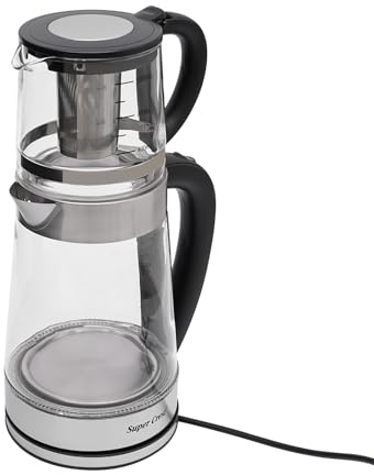 2.5L Elektrischer Glas-Wasserkocher Tragbarer Heißwasserkocher elektrischer Wasserkocher,mit 1L kleine Teekanne,Warmhaltefunktion,Trockengehschutz, für Aufgießen losen Teeblättern,Teebeuteln
