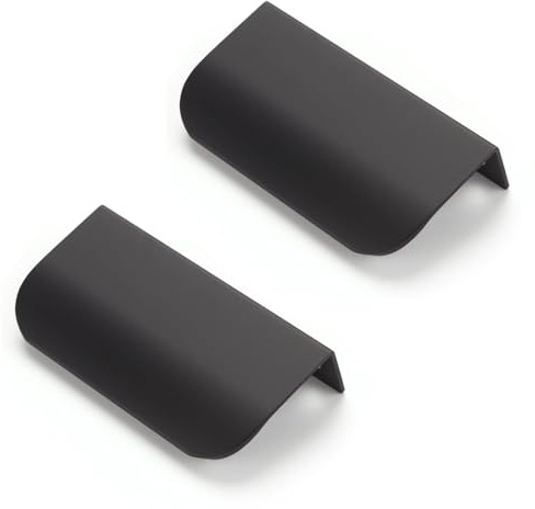SYZOW 6 st dolda möbelhandtag, svarta osynliga kökshandtag aluminiumlegering, hålavstånd 64 mm