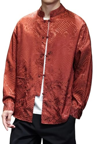 CHAGME Mens Chinese Traditional Shirt and Tang Suit Men with Silk Embroidery Kung Fu Shirt Men Shirts Casual