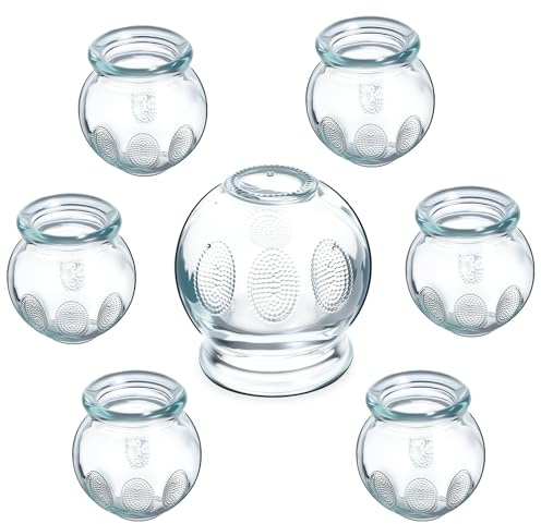 WEKADRIN 7 pièces Ventouses Verre pour Thérapie par Cupping Sous Vide Outil de Soin Du Corps avec Forte Adsorption et Facile à Nettoyer Kit de Ventouses Chinoises pour Usage Domestique