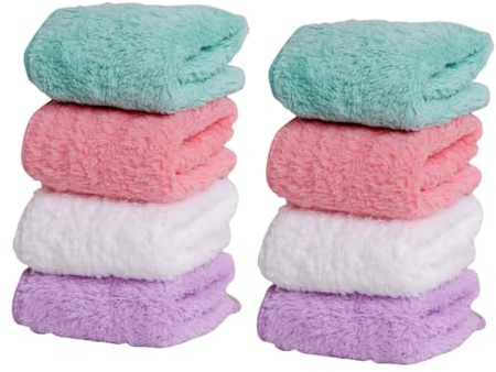 MERRYHAPY 8 pièces Serviettes pour Garçon Fille en Microfibre Douce et Absorbante Lavables Coloris Assortis pour Visage et Salive Sûres pour Bébés Garçon Fille