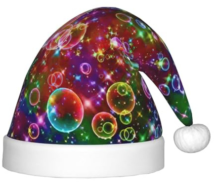 GUOLGP Weihnachtsmütze mit bunten Regenbogen-Sternen, für Kinder, Weihnachtsmann-Party, Halloween, Urlaub, Neujahr