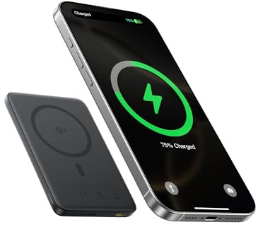 Baseus Picogo AM41 Power Bank, 10000mAh Qi2 Magsafe Powerbank 15W Wireless, Ultra Slim, PD 27W Schnellladung, Magnetische Externe Batterie für iPhone 17/16/15/14/13/12, Schwarz