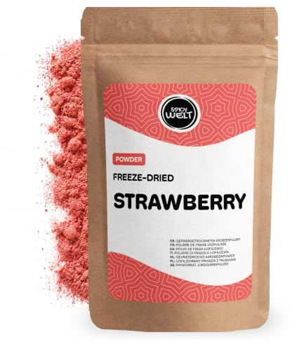 Spicy Welt Polvo de Fresa Liofilizada (100g) – Fresas Molidas | 100% Natural, No Endulzado y Sin Aditivos | para Batidos, Yogur y Repostería
