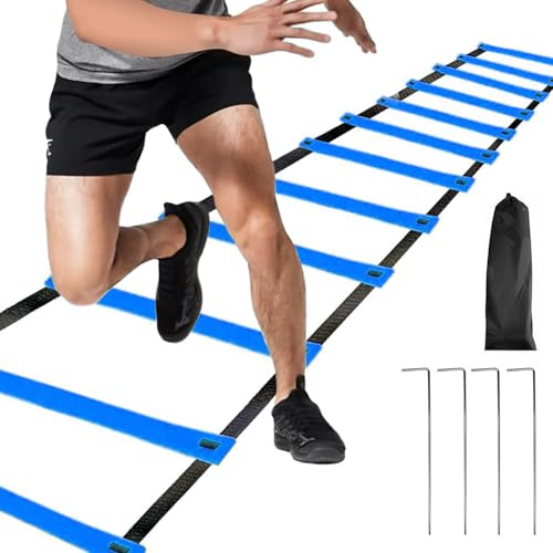 Échelle de coordination - Échelle de coordination de 9 m - Échelle d'entraînement de vitesse - Échelle d'agilité / vitesse - Échelle de vitesse avec sac - Largeur de 42 cm - Pour entraînement de force