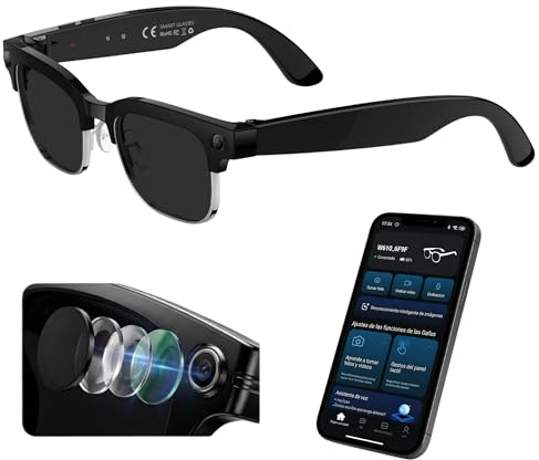 smartia – Gafas de Sol Inteligentes con cámara, Modelo 2026 y App en español, Gafas Bluetooth con Sonido Hi-Fi, IA GPT 5 integrada por Voz, Smart Sunglasses con traducción y Cámara de 8 MP Full HD