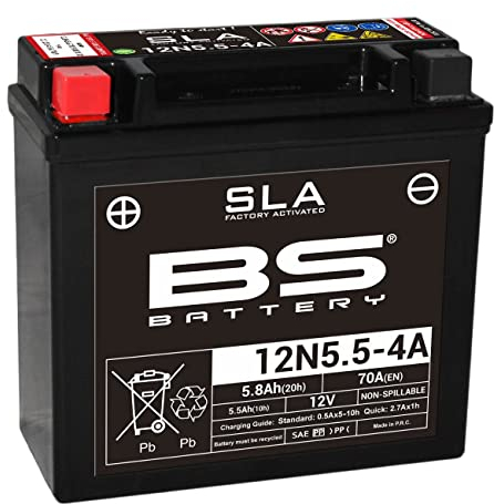 BS Battery 300841 12N5.5-4A AGM SLA Motorrad Batterie, Schwarz