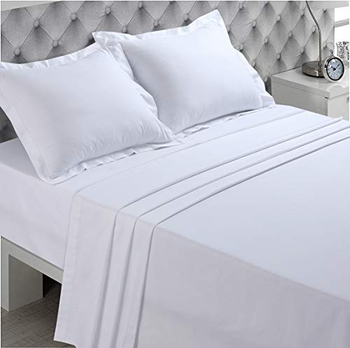 VISION - Bettlaken - 100% Baumwolle - Farbe: Weiß - 270 x 300 cm - Doppelbett - Natürliche Fasern - Dichte Webart - Weiches und atmungsaktives Gewebe - Oeko-Tex Zertifiziert