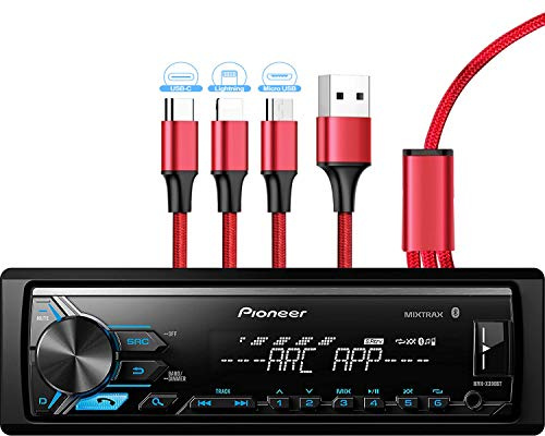 Pioneer MVH-X390BT Digital Media Receiver with Pioneer ARC app, MIXTRAX, Built-in Bluetooth and USB Direct Control for iPod/iPhone and Android Phones & zonoz 3 in 1 Multi USB Charging Cable (Bundle)