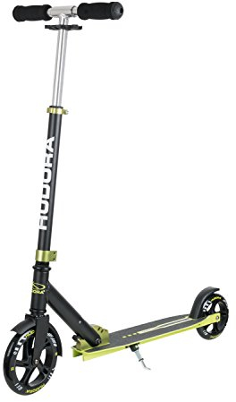 HUDORA Bold Wheel L - Hochwertiger Scooter aus Aluminium - Klappbarer City Roller mit Ständer - Höhenjustierbarer Stand Roller - Sicherer Roller für Kinder & Erwachsene bis 100kg - grün