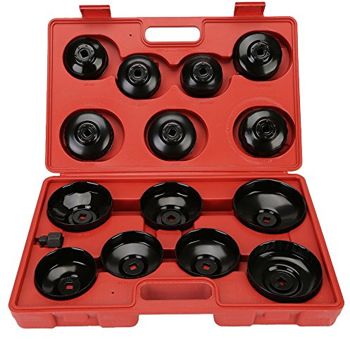 OCGIG 15Pcs Coffret Cloche pour Filtre à Huile Couvercle Clé pour Retrait Outil de Garage