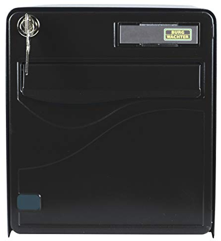 BURG-WÄCHTER Boîte aux Lettres Agréée La Poste, 1 Porte, 525 NO BALtic, Noir, en Acier Galvanisé, Avec Porte à Ouverture Totale et Stop-Courrier (Porte bloquée à 120°)