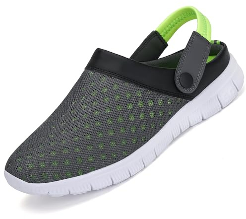 SAGUARO Herren Damen Clogs Pantoletten Sommer Strand Pantoffeln Mesh Schlappen Garten Schuhe Arbeitsschuhe, 40 EU, Grün