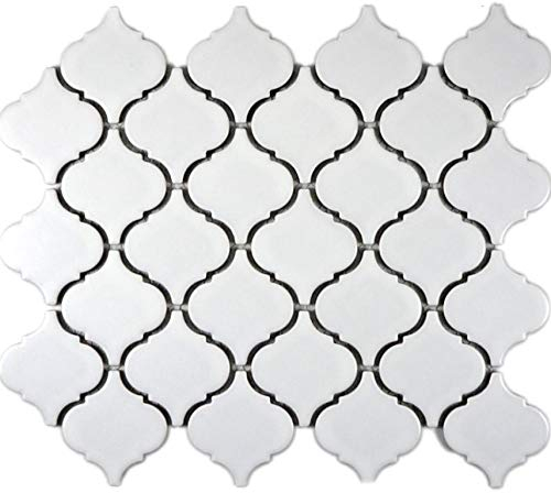 Keramikfliese Retro Vintage Mosaik Fliese Keramik Florentiner weiß matt für BODEN WAND BAD WC DUSCHE KÜCHE FLIESENSPIEGEL THEKENVERKLEIDUNG BADEWANNENVERKLEIDUNG | 10 Mosaikmatten