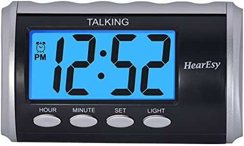Talande väckarklocka för synskadade – stora siffror skrivbordsklocka – dagklocka för äldre – batteridriven stor display väckarklocka av TimeChant 1714-IPS