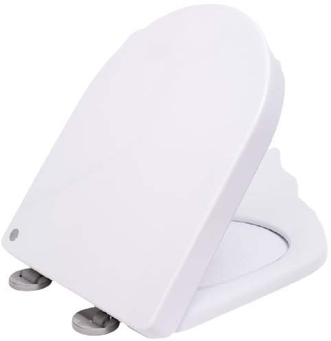 Abattant de WC blanc en forme de D avec antibactérien, lunette WC amovible avec fonction Quick Release et système d'abaissement automatique SoftClose, installation et nettoyage faciles