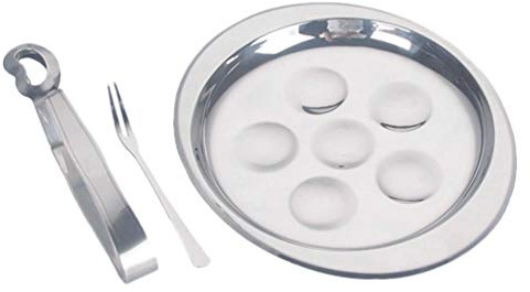 Cabilock 1ensemble Assiette Escargot Inoxydable Ensemble Avec Pique Et Clip Plat à Four Pour Escargots Et Fruits De Mer Ustensiles De Cuisine Pratiques Et Faciles à Nettoyer