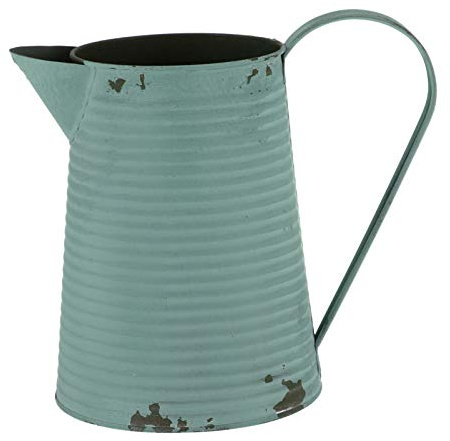 HEMOTON Gießkanne aus Metall, dekorativer aus Metall, rustikale Vase, Gießkanne, Milchkännchen, Verzinktes Zinn, Deko, Vase, Landhaus- für Blumenhalter, Himmelblau