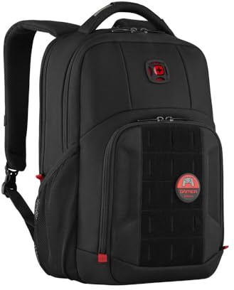 WENGER PlayerMode Gaming Laptop-Rucksack, Notebook bis 15 Zoll, Tablet bis 10 Zoll, 20 l, Damen Herren, Business Uni Schule Reisen, Schwarz, 611651