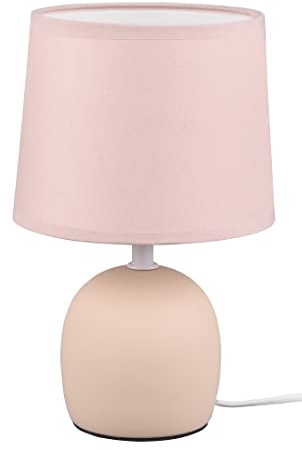 Trio Leuchten R50802644 Malu Lampada da Tavolo in Ceramica con Paralume, Beige, Altezza 26 Cm